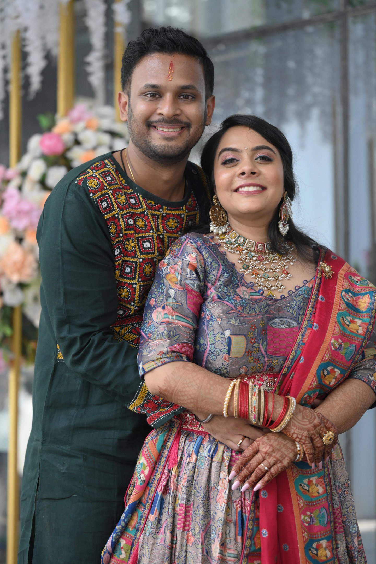 A candid shot of the bride, Anuradha, during her wedding celebrations in Navi Mumbai.